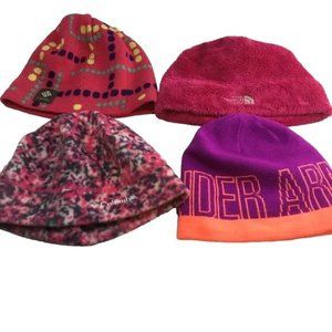 Bundle of 4 Girl's Winter Hats, Columbia, North Face, Under Armour, Size Youth M